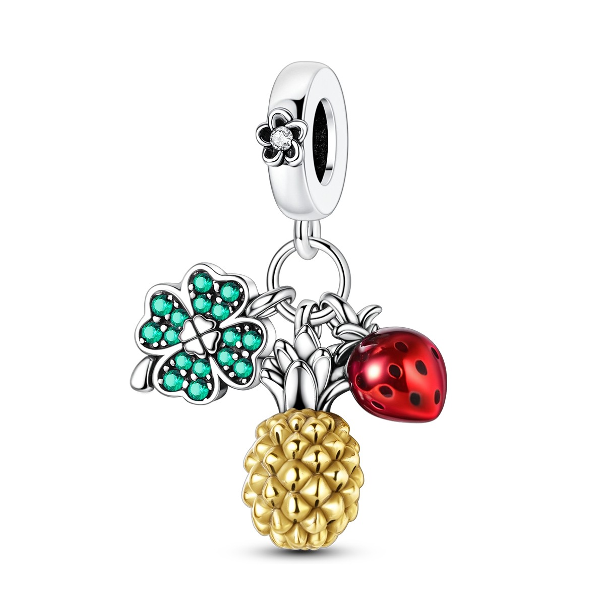 LAZA Original 925 Sterling Silver Charm Summer Fruits Flowers fit Women Bracelet