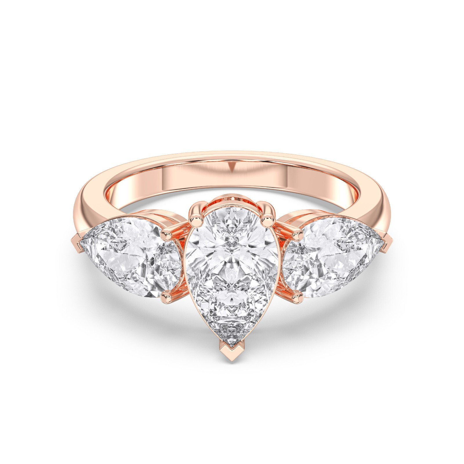 3.40 Ct Pear Cut Moissanite 3 Stone Prong Set Engagement Ring in Silver For Her