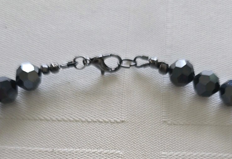 CUSTOM!!! Swarovski Black Jet AB Hematite 2X Necklace 18-20″ 8mm Round Crystals