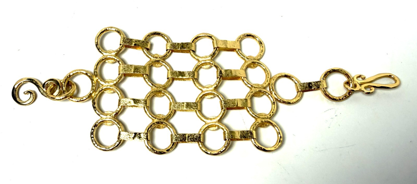 Stephanie Kantis Gold Plated, Clear Glass Cabochon Wide Bracelet