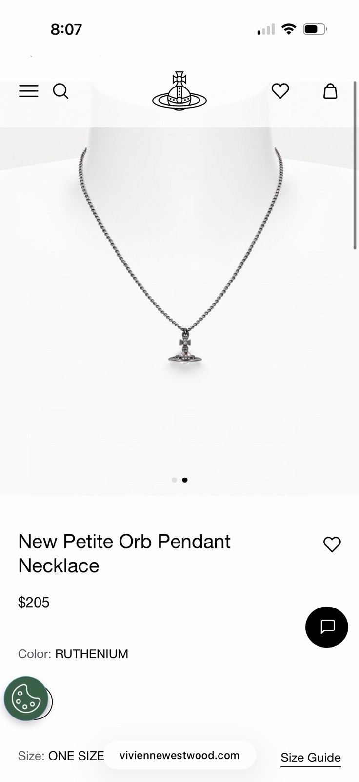 VIVIENNE WESTWOOD NEW PETITE ORB PENDANT NECKLACE