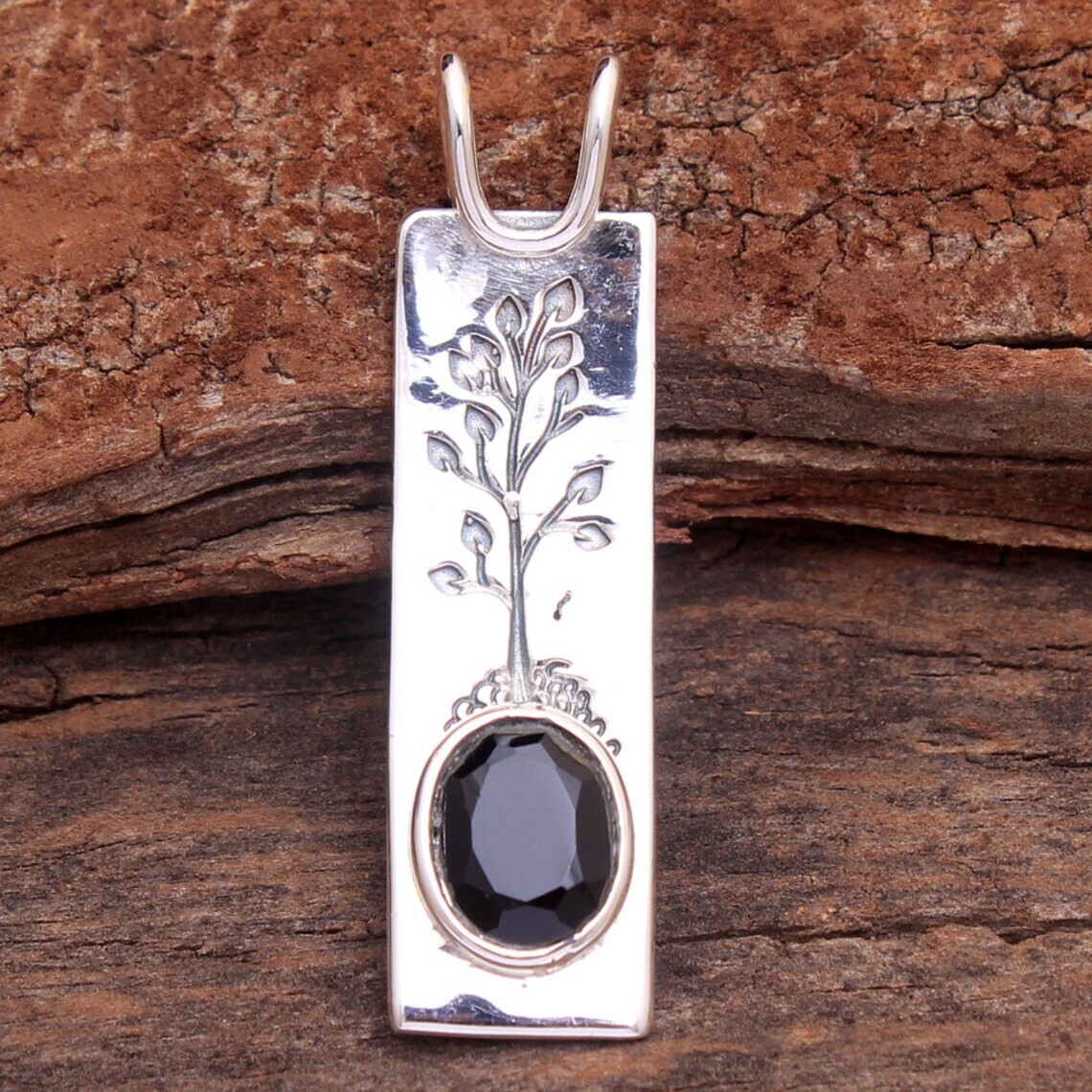 Tree of Life Pendant with Black Onyx Gemstone – 925 Silver Unique Jewelry Gift