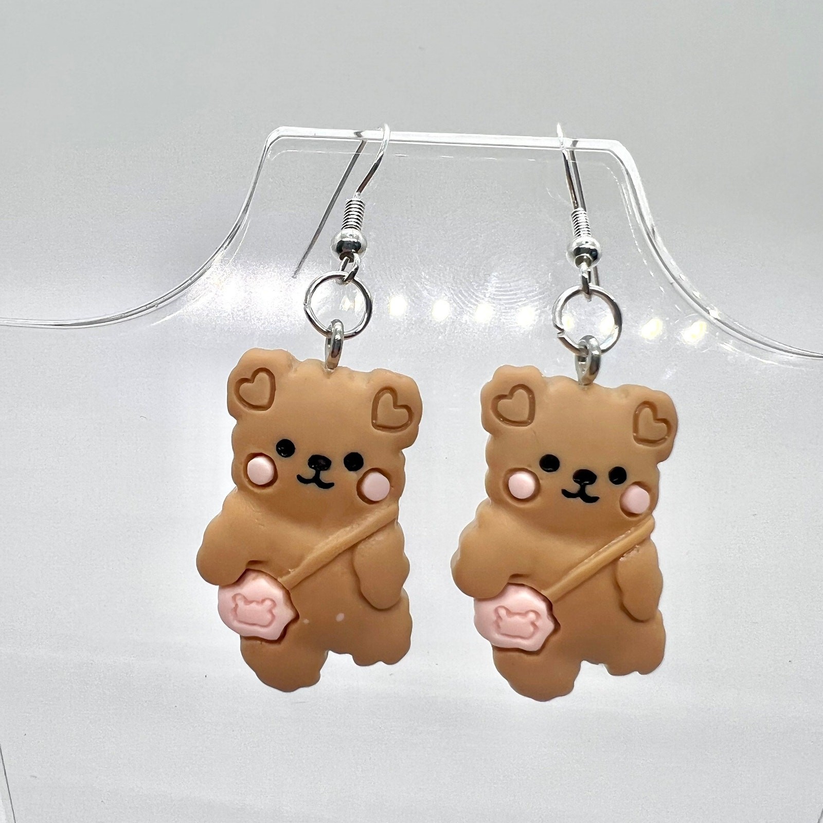 Teddy Bear Earrings – Cute Baby Shower Dangles – Sweet Novelty Style