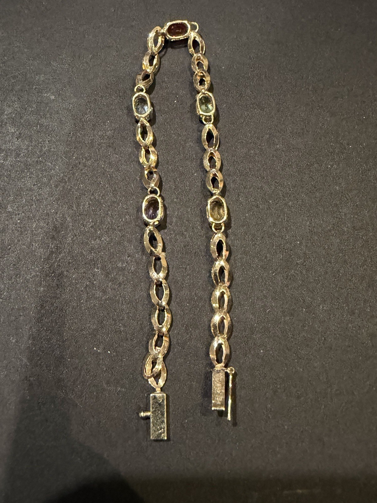 14KT Yellow Gold Women’s Multi Color Stone Bracelet 2mm 7 Inch (3 Grams)
