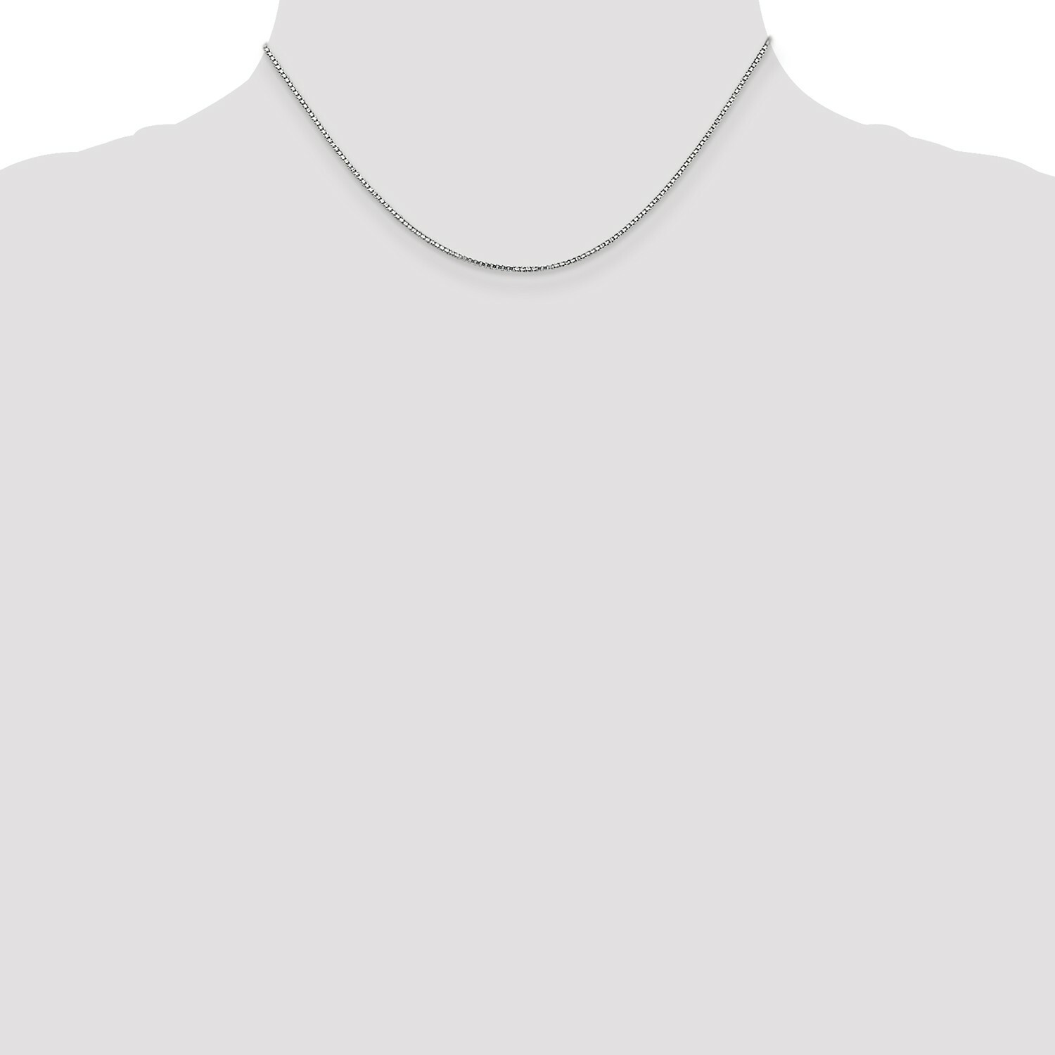 14k White Gold 1.1mm Solid Plain Box Link Chain w/ Lobster Clasp 14″ – 30″