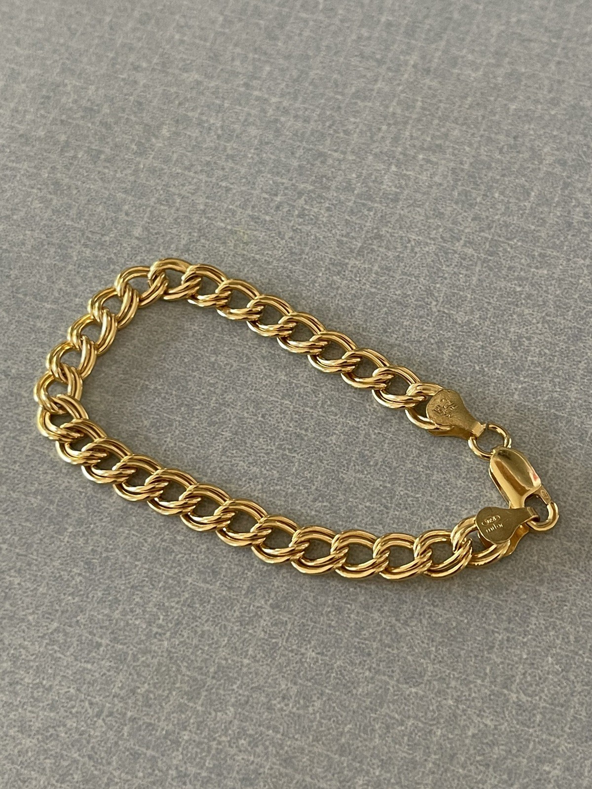 VTG Milon 24KT Gold Over 925 Sterling Silver 9 Gram Double Link Bracelet 7”