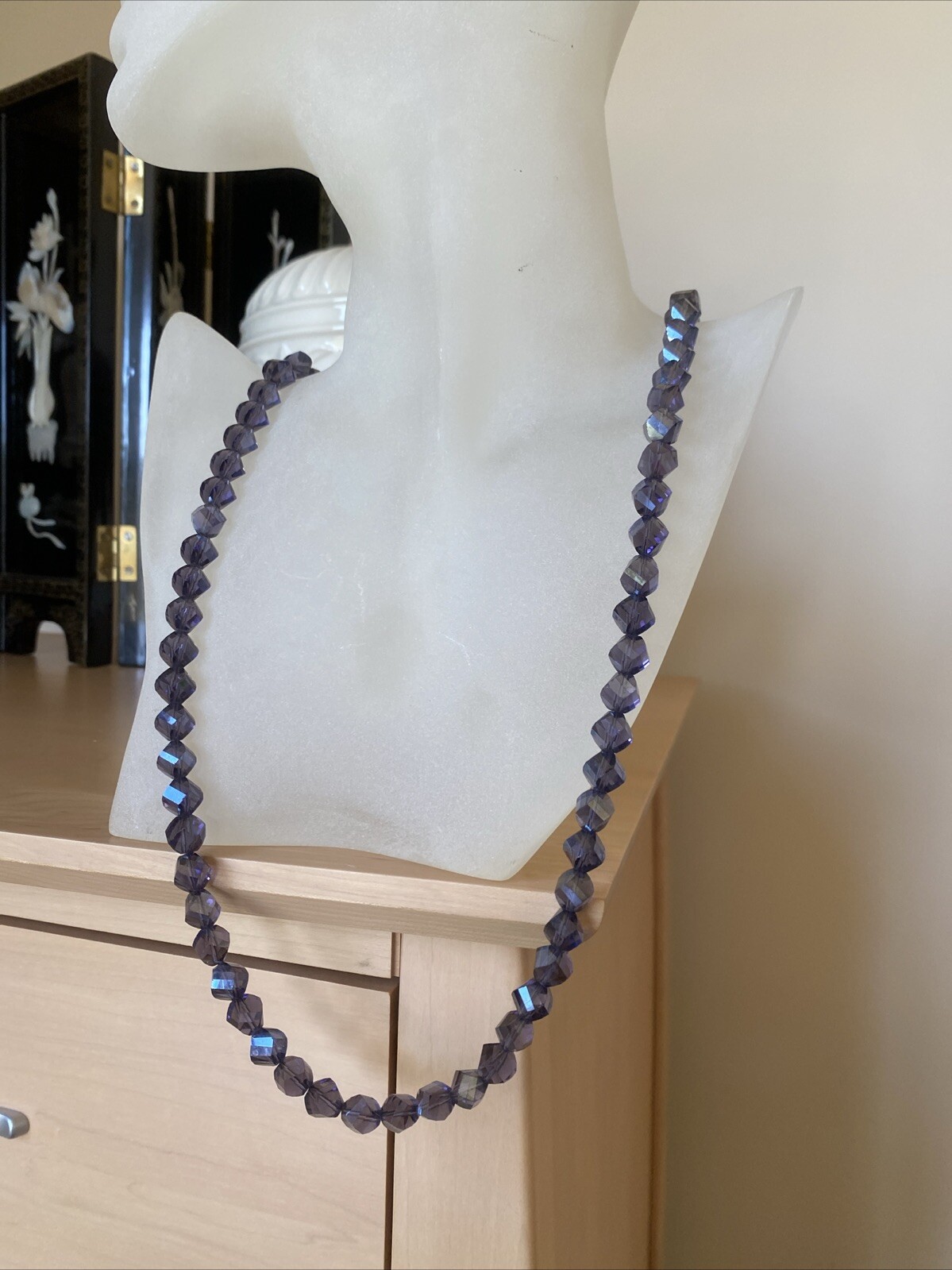 Vintage Czech Art Glass Necklace Estate Jewelry Pre-owned Flapper Girl Style 28″