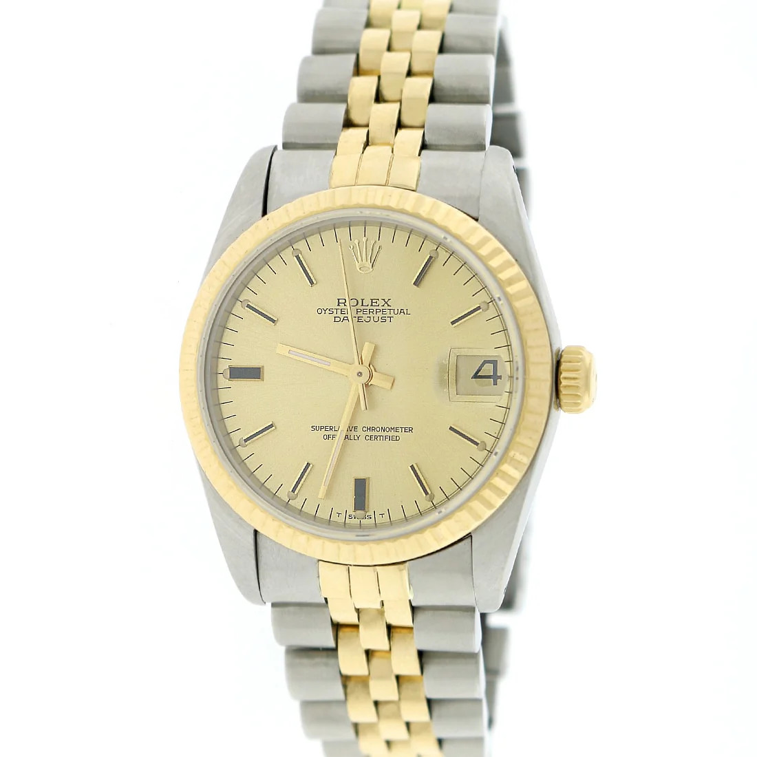 Rolex Datejust Midsize 2-Tone Champagne Stick Dial 31mm Jubilee Watch 68273