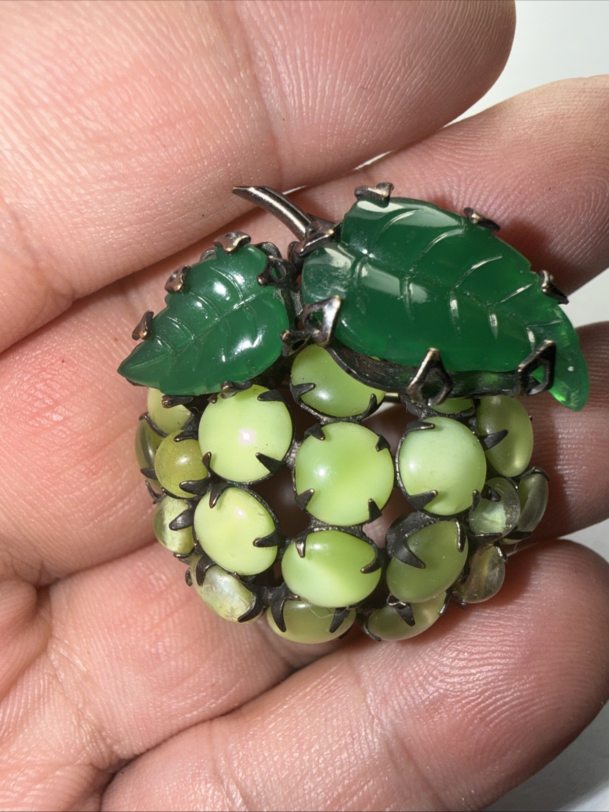 Brooch Pin Schreiner New York “Fantasy Lime” or “Green Strawberry” Unsigned Rare