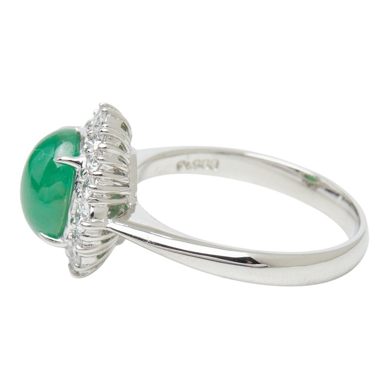 AUTHENTIC Ring ring Pt900 Platinum/Jade #13(JP Size) Women