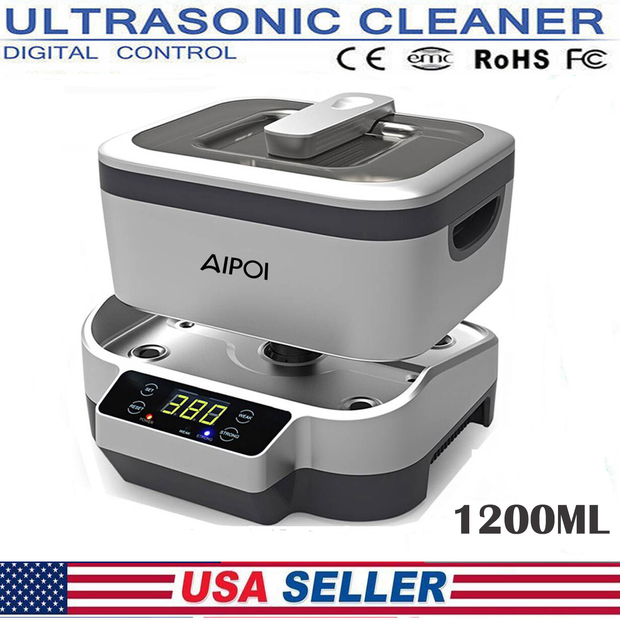 1200ML Ultrasonic Cleaner Detachable Ultrasonic Cleaning Machine with Timer US
