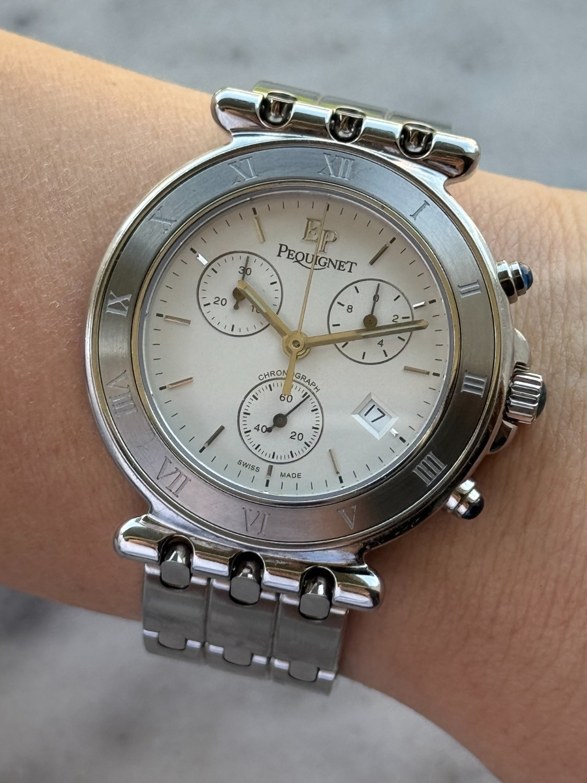 Pequignet Moorea Classique Chronograph Watch Quartz Mens 42mm Swiss 1350433