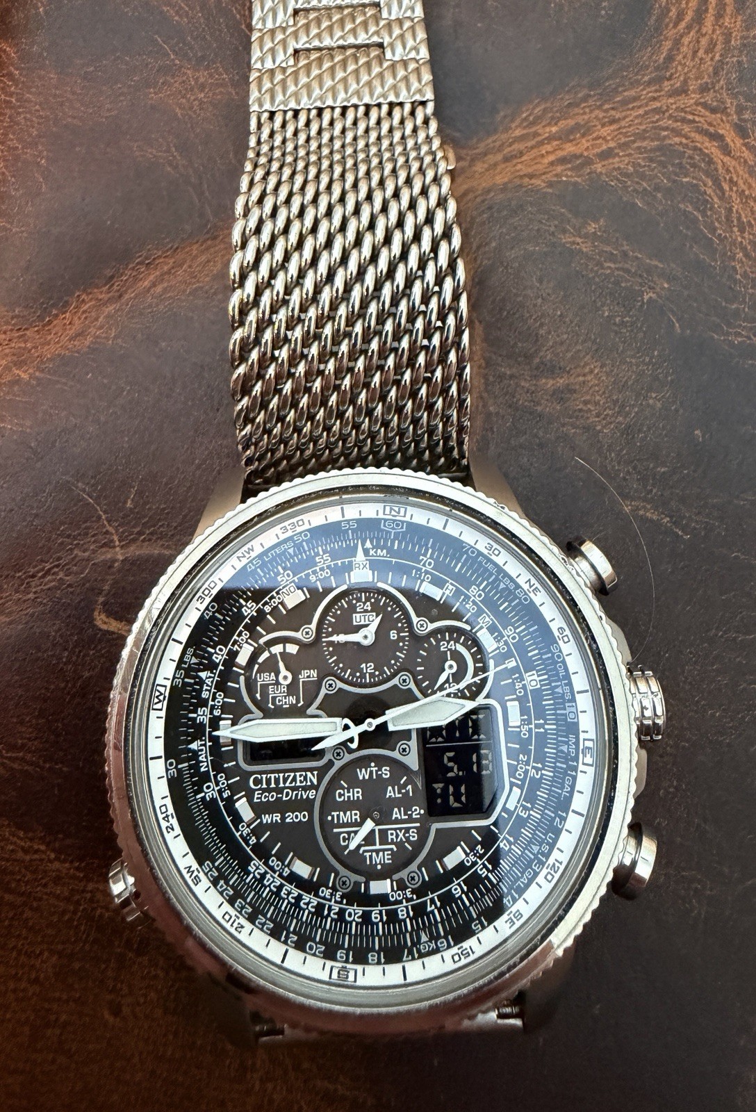 Atomic Pilot Watch Solar Eco-Drive Mesh Bracelet JY8030