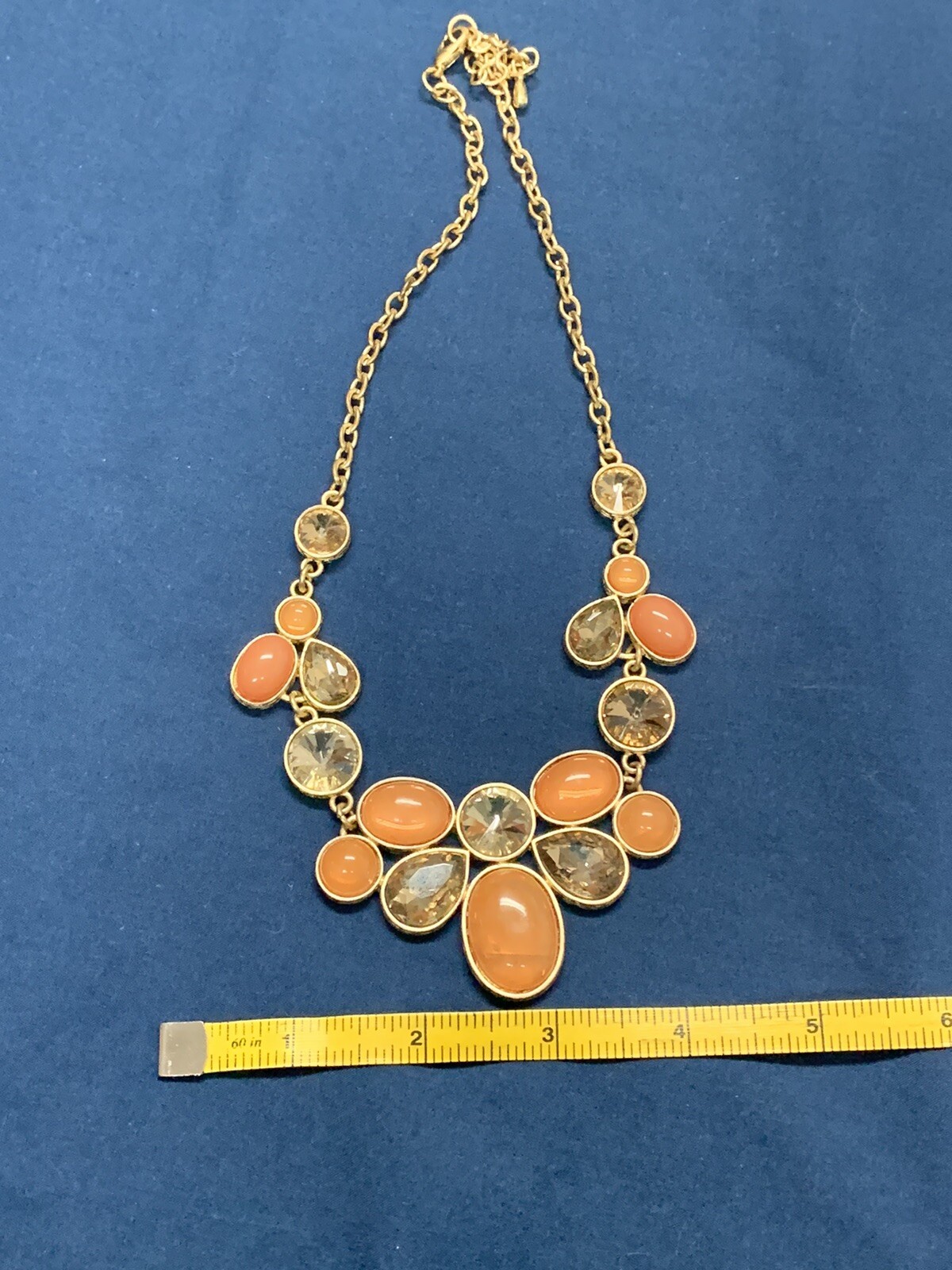 Goldtone Beaded Peach Statement Necklace 16″ – 18″