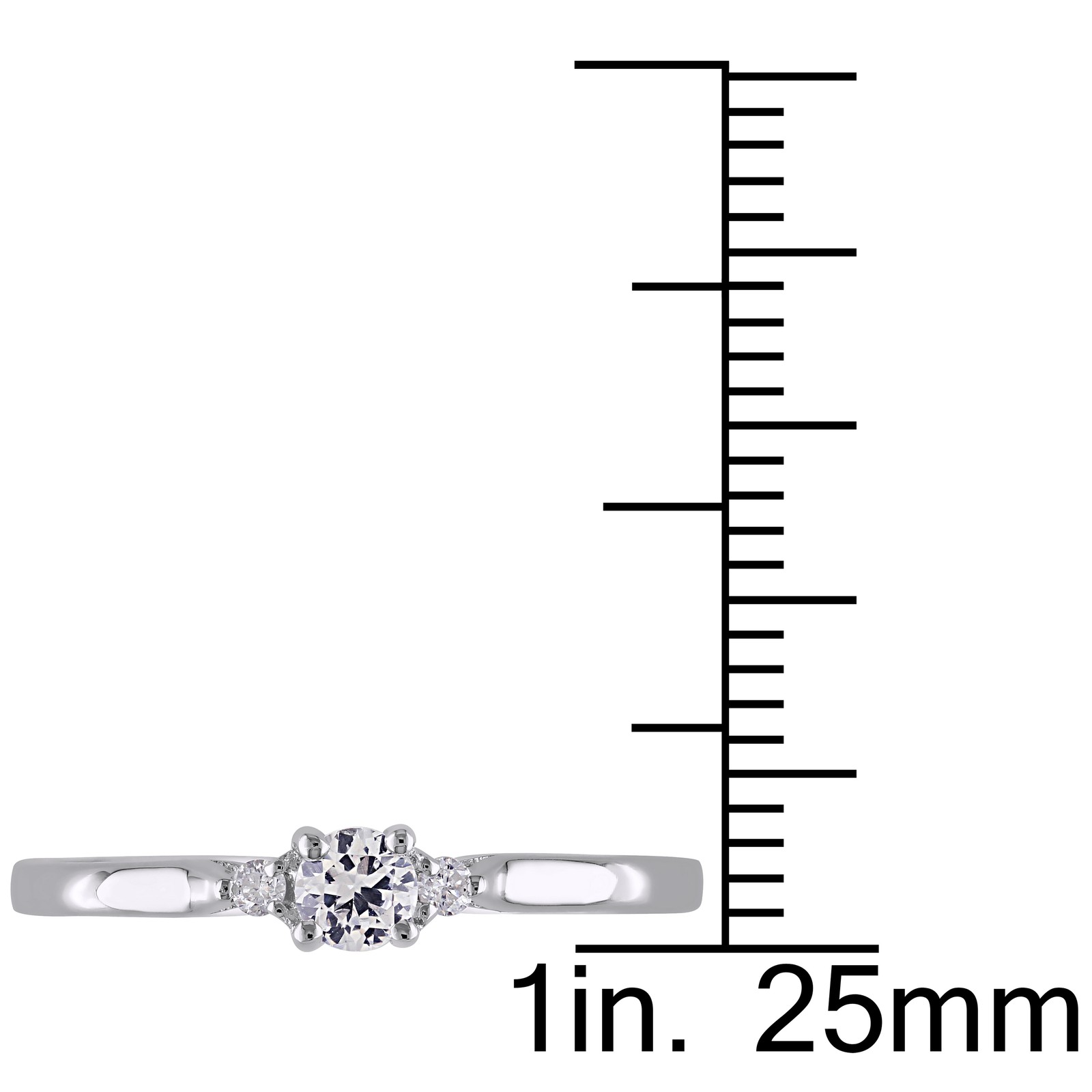Amour Sterling Silver Created White Sapphire and 0.04 CT Diamond TW Promise Ring