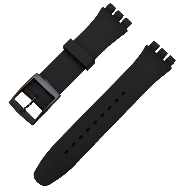 Black White Navy Brown 17mm 19mm 20mm Silicone Rubber Watchband High Quality