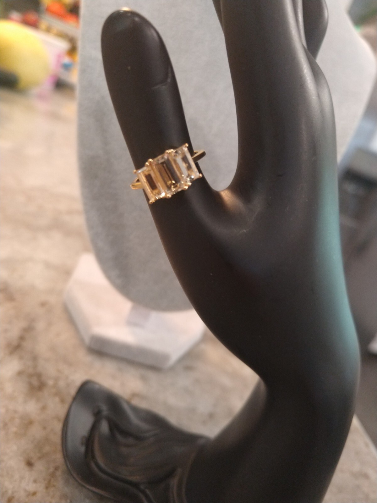 PREMIUM NATURAL GOLDEN IMPERIAL TOPAZ TRILOGY RING/VermeilRG/SS. Sz 5, 2.15TCW