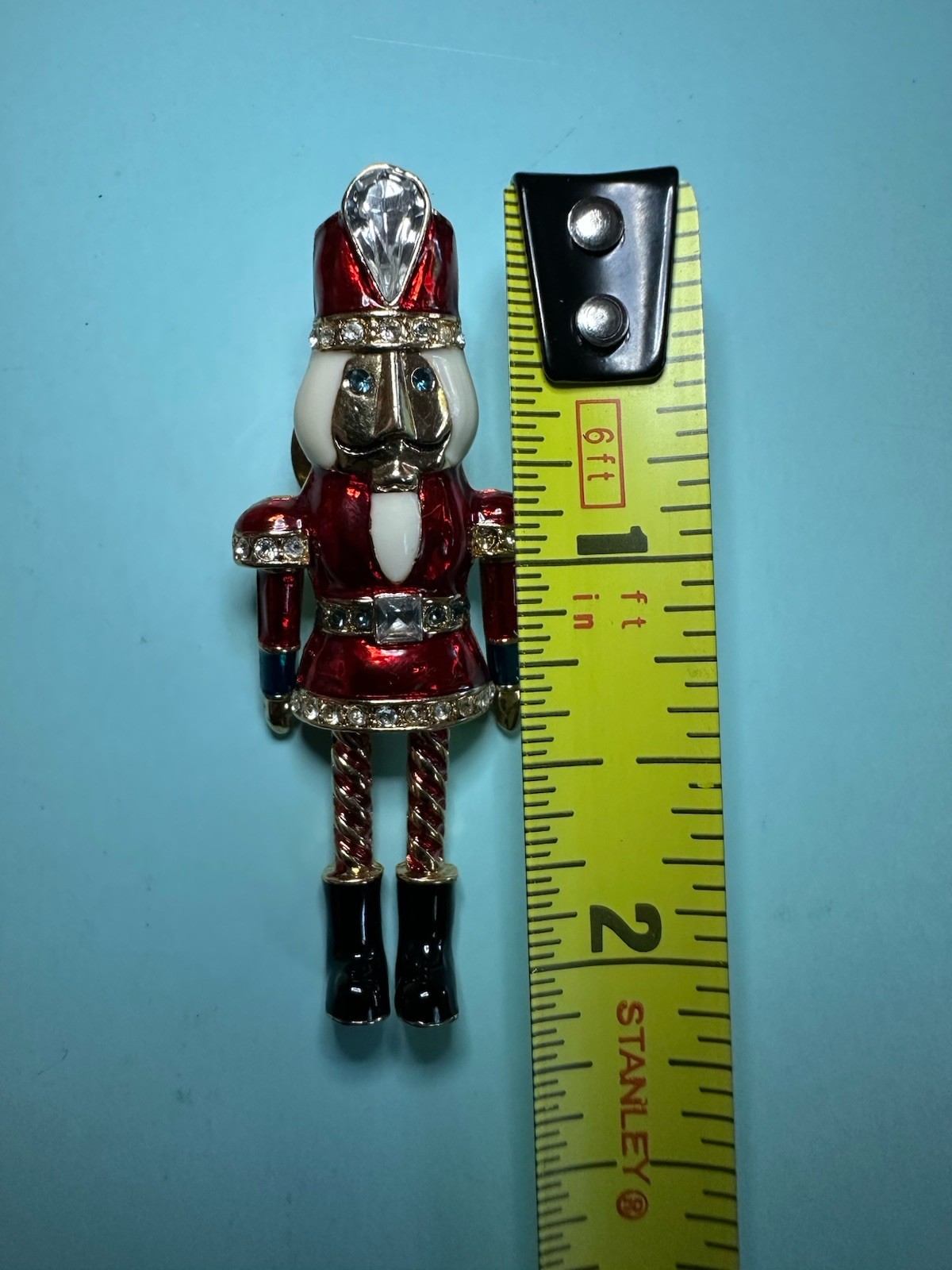 Vintage Avon Articulated Brooch Pin Nutcracker Toy Soldier Rhinestone Enamel