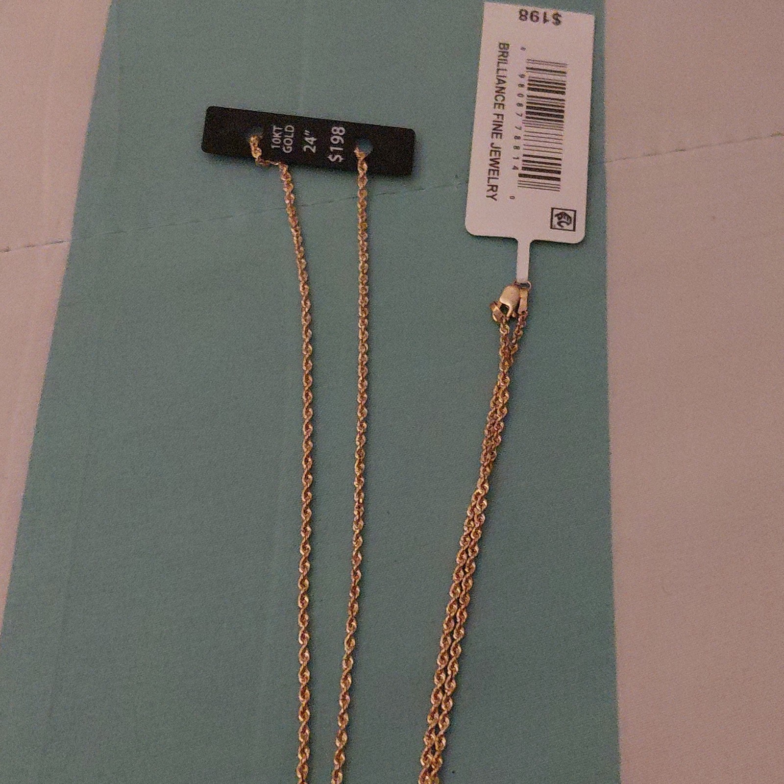 Brilliance Fine Jewelry 10K Yellow Gold Rope Chain Necklace 24in Lobster