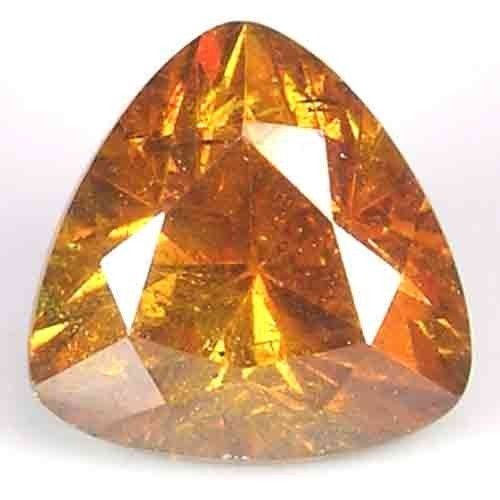 SENSATIONAL NATURAL FIRE ORANGE BROWN SPAINESE GEM TRILLION CUT SPHALERITE GEM