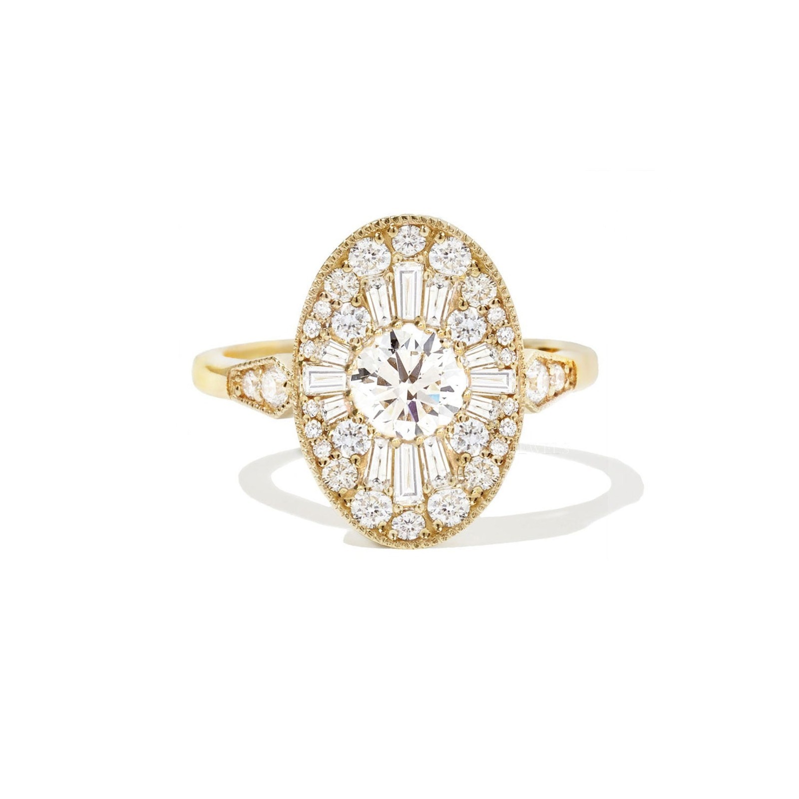1 CT Round Cut Halo Moissanite Engagement Ring 14K Yellow Gold Plated For Women