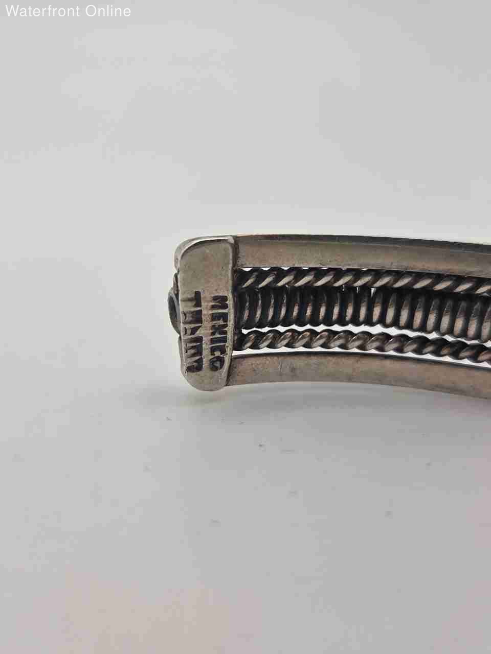 Taxco 925 Sterling Silver Bracelet 27.6g Coiled Bangle / Cuff Vintage 5.5 in.