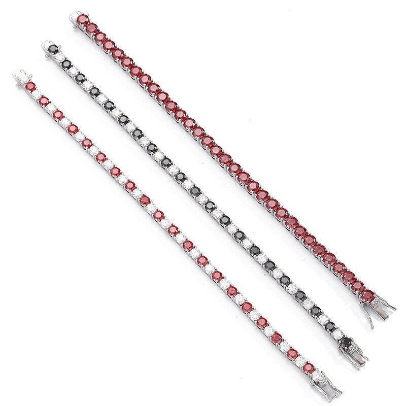 3-6.5MM Moissanite Tennis Chain Bracelet Solid 925 Sterling Silver Pass Tester