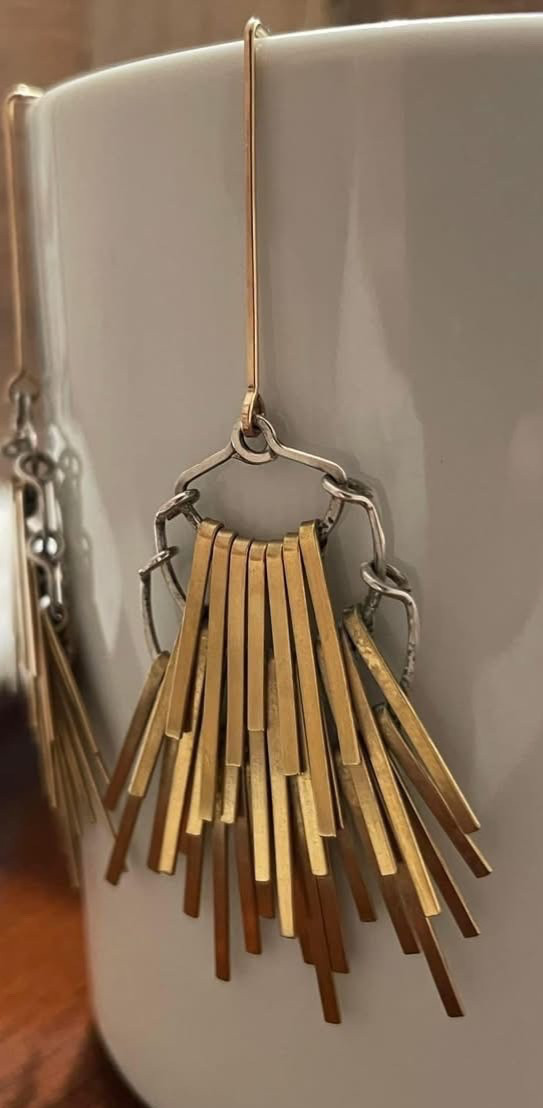 NEW REFINED BASICS – BRONZE & STERLING SILVER PRISM EARRINGS