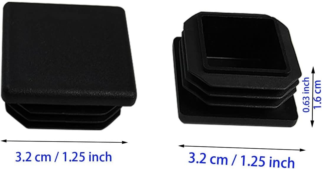 High-Quality 1.25 Inch Square Tube End Caps – 12 Pack for Optimal Furniture Care