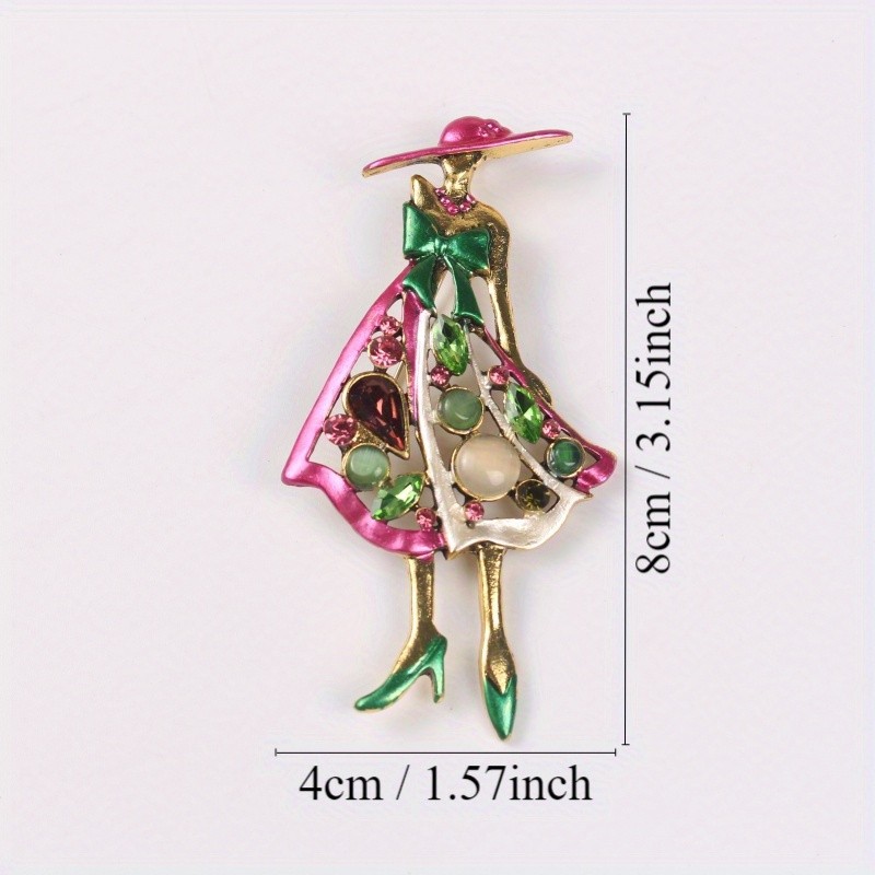 Elegant Rhinestone Enamel Lady Brooch Pin, Ideal for Daily Wear Accessory