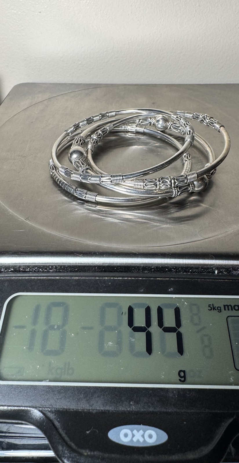Suarti BA Bali Sterling Silver 925 Set of 4 Stacking Bangle Bracelets 44g