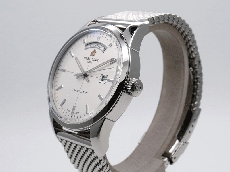BREITLING Transocean A45310 Day date Silver Dial Automatic Men’s Watch