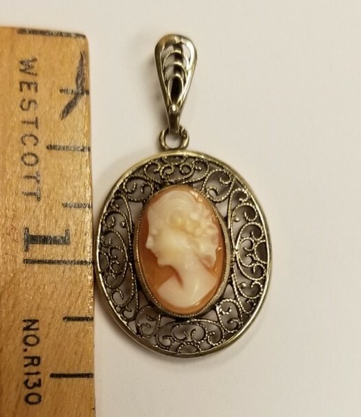 VINTAGE 835 SILVER sardonyx SHELL CAMEO filigree PENDANT setting