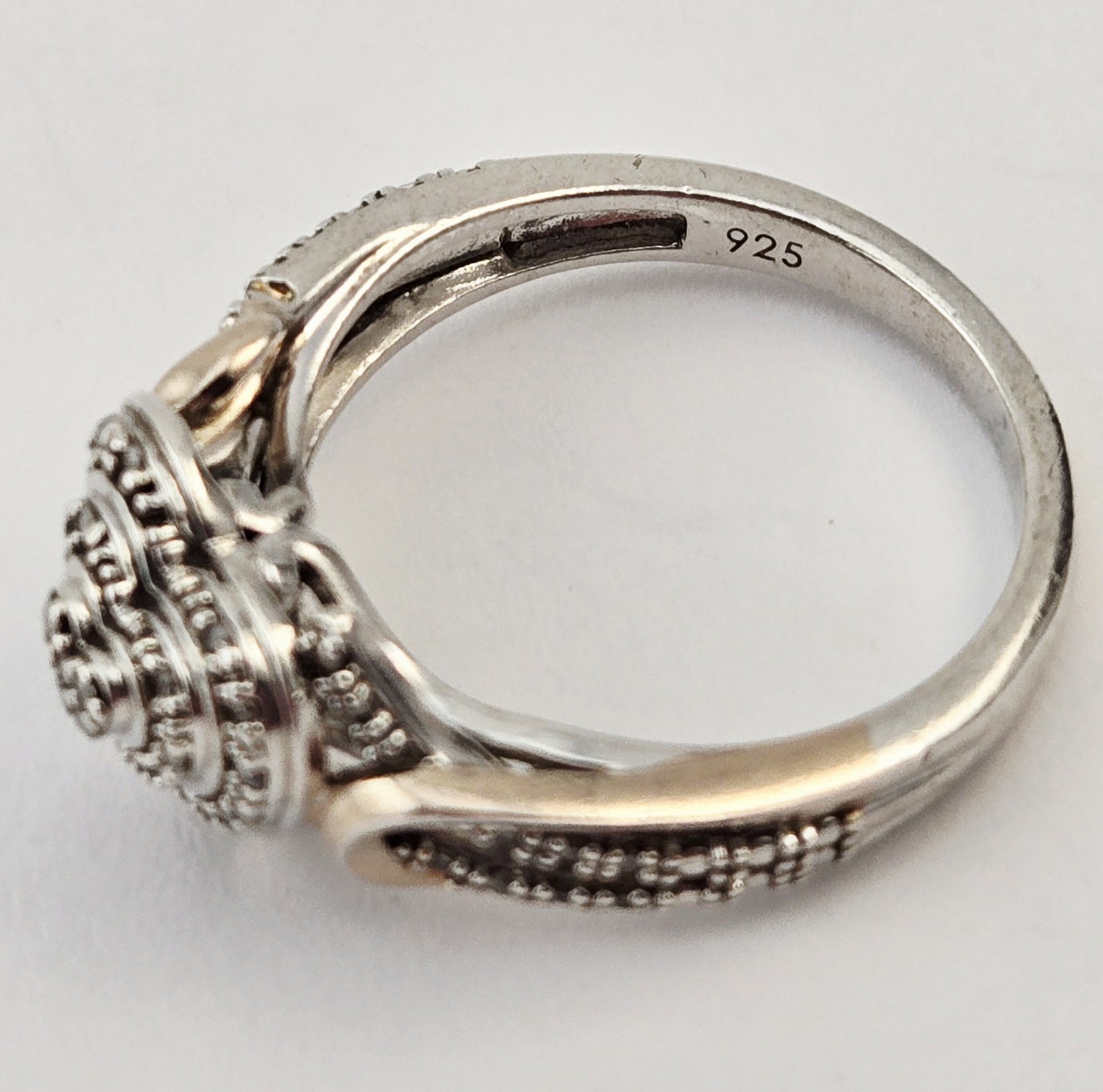 Vintage Sterling Silver & Natural Diamonds Heart Promise Ring Size 7 – 4.0g