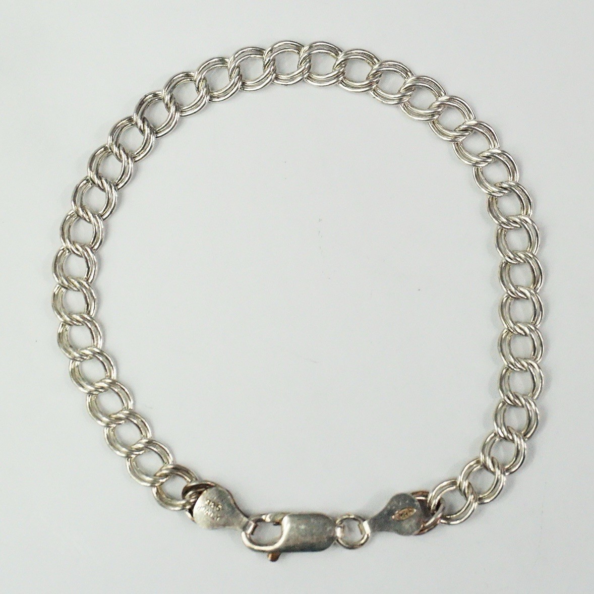Sterling silver parallelo double link chain bracelet Italy Star 620 AR 7.71 g