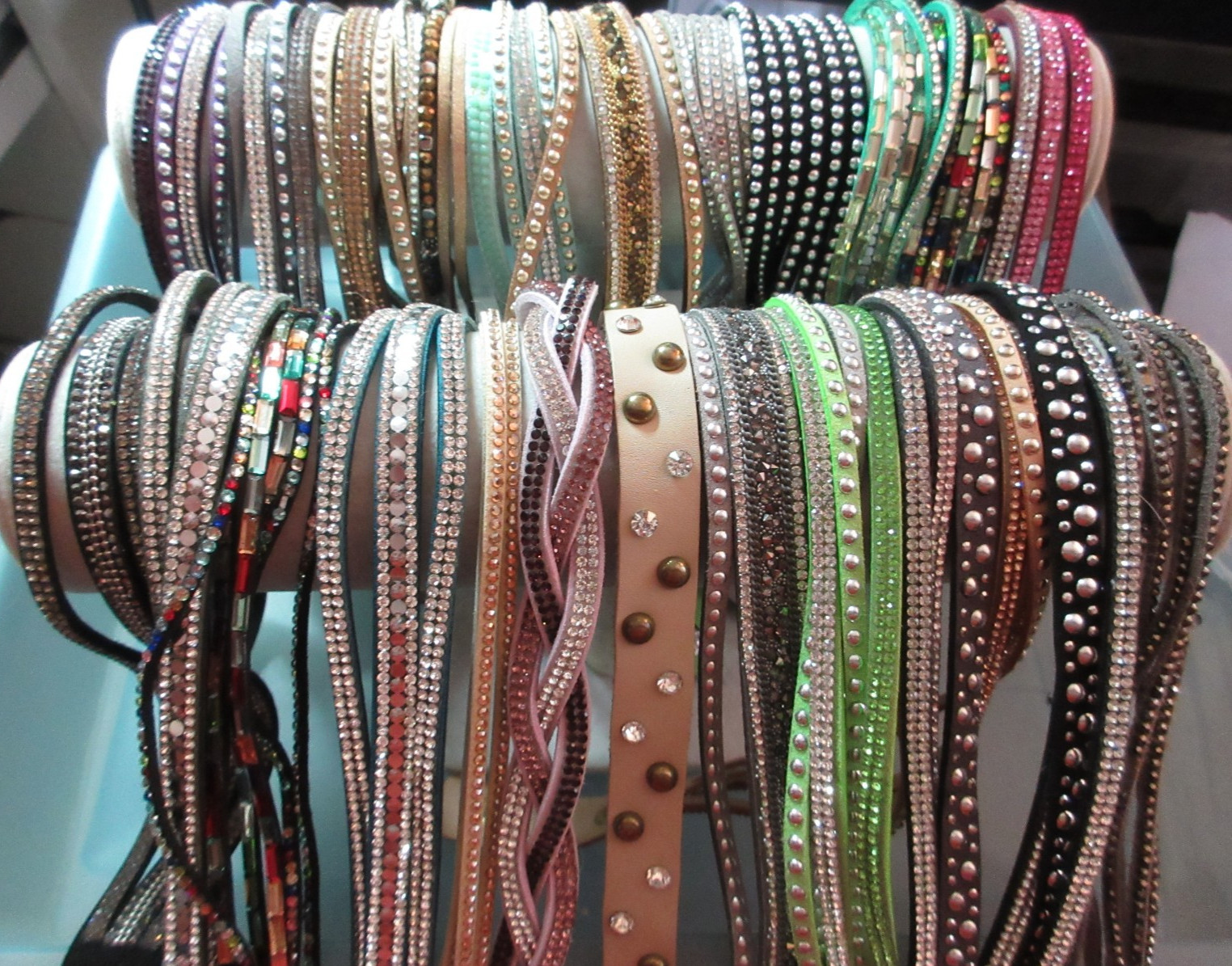 Lot 24 Assorted Double Wrap Bracelets Styles Colors Crystals Vary 7.5″ Adjust B