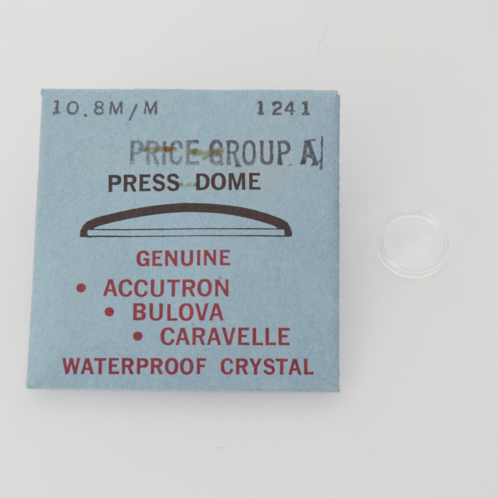 Genuine Bulova Accutron Crystal Press Dome Ref #1241 – 10.8mm Watch Part (C1D17)