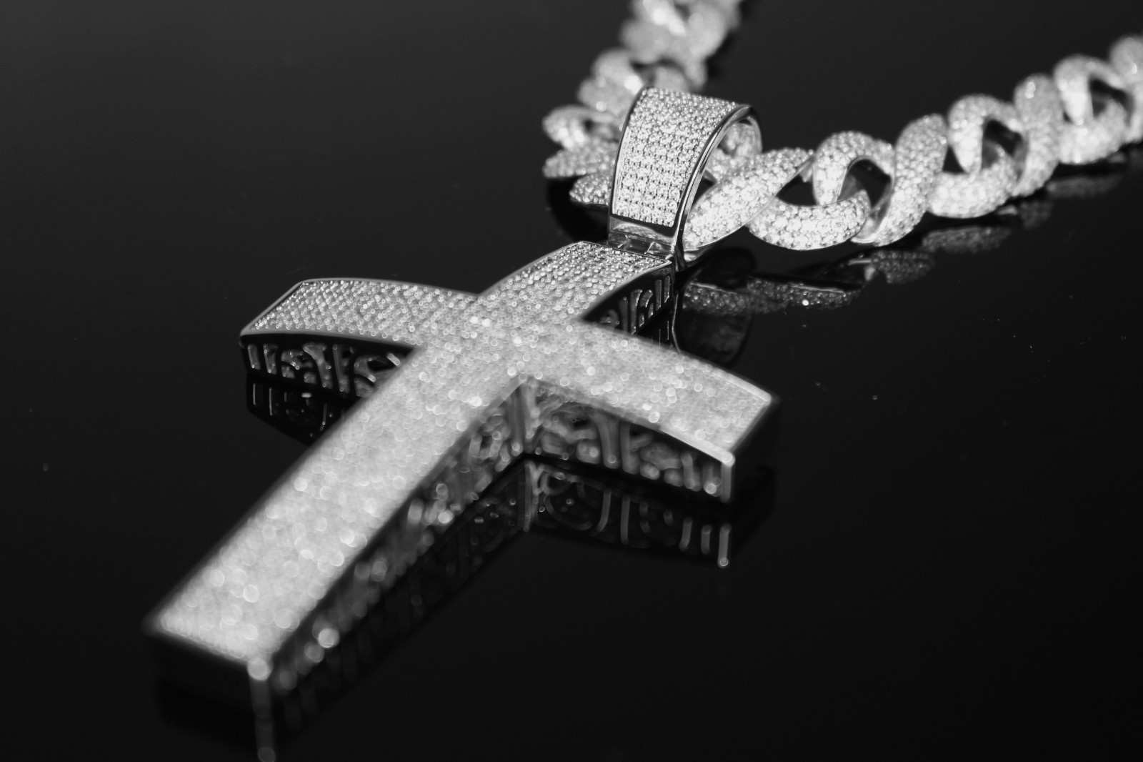 XL CROSS Pendant 14mm INFINITY 75.8ctw Lab Sim VVS1 Diamond Chain Necklace 200g+