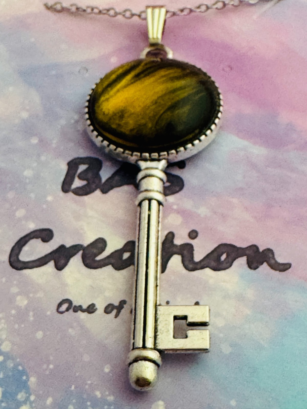 Key Shaped Cabochon Necklace One Of A Kind Hand Painted By A Local Ozark Artist