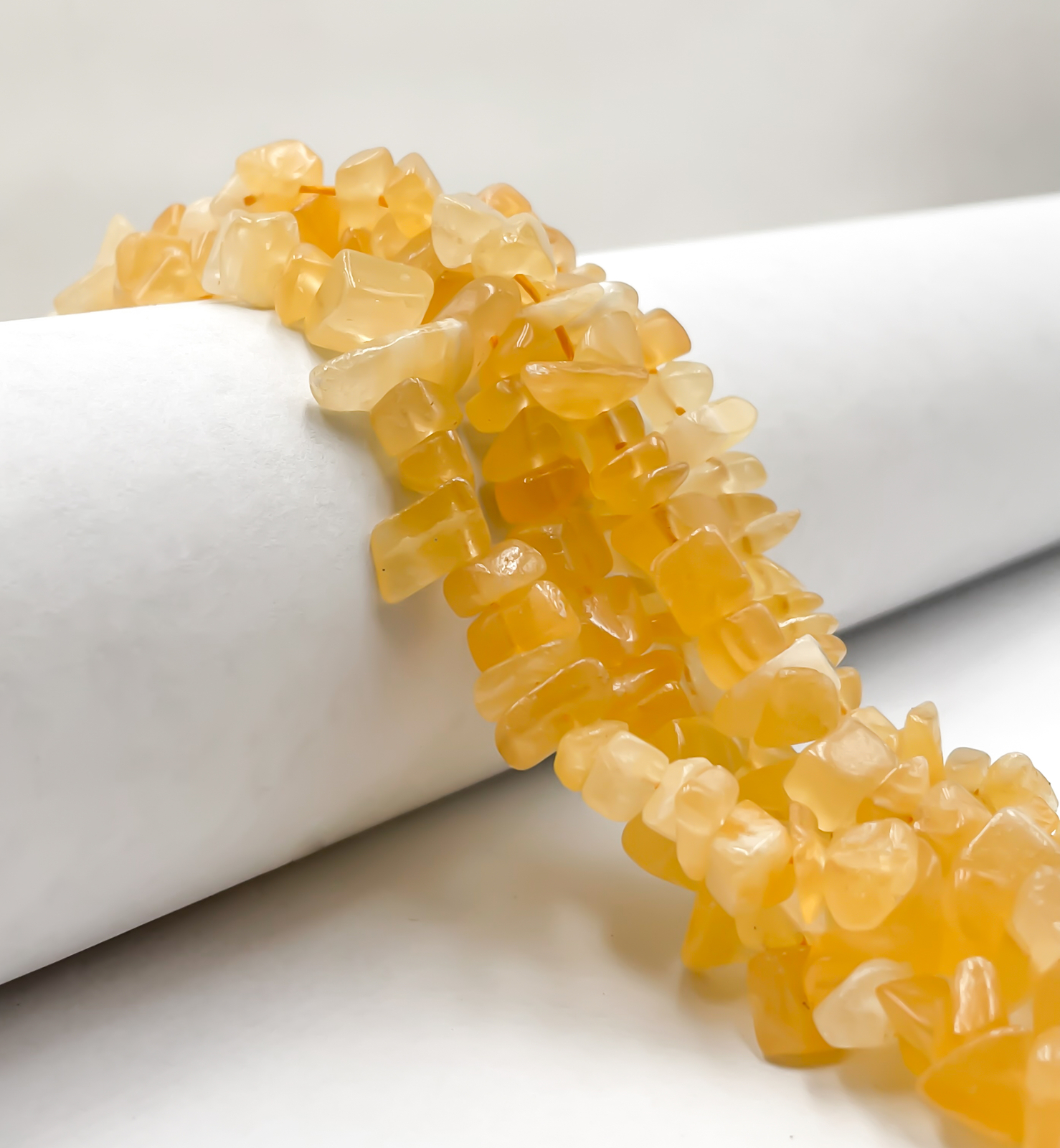 Natural Honey Calcite Irregular Pebble Nugget Chips Approx. 7-8mm 15.5″ Strand