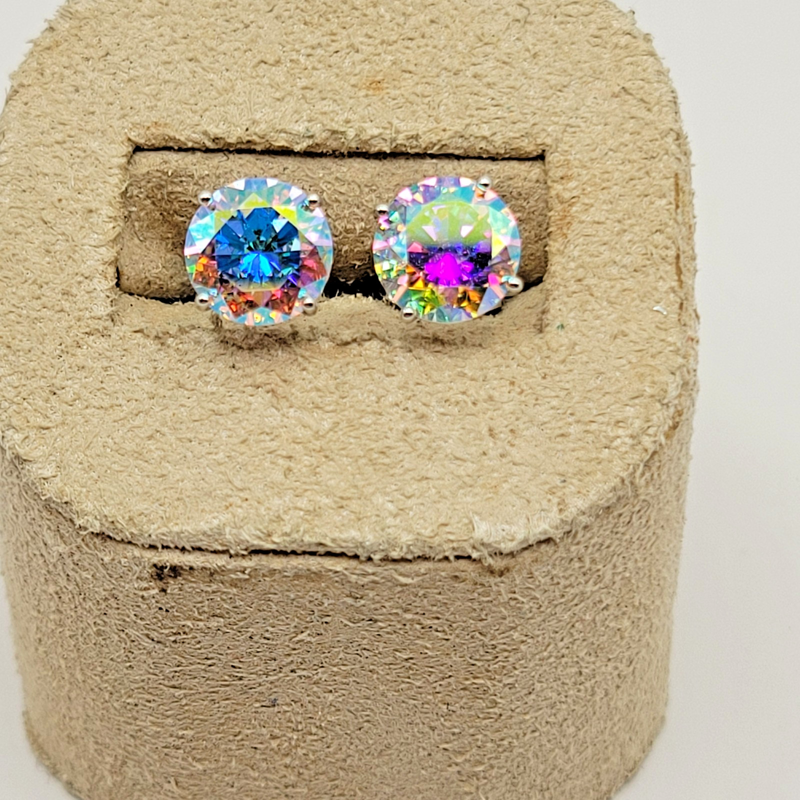 JTV Bella Luce Aurora Borealis Collection Sterling Silver Solitaire Earrings