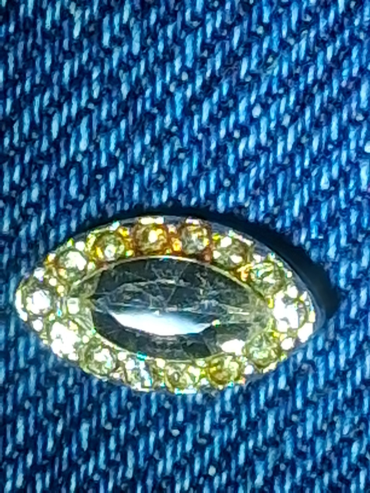 Gold Tone Oval Pin 1.5 Carat Marquette Cut Diamond / Stone Cluster Setting