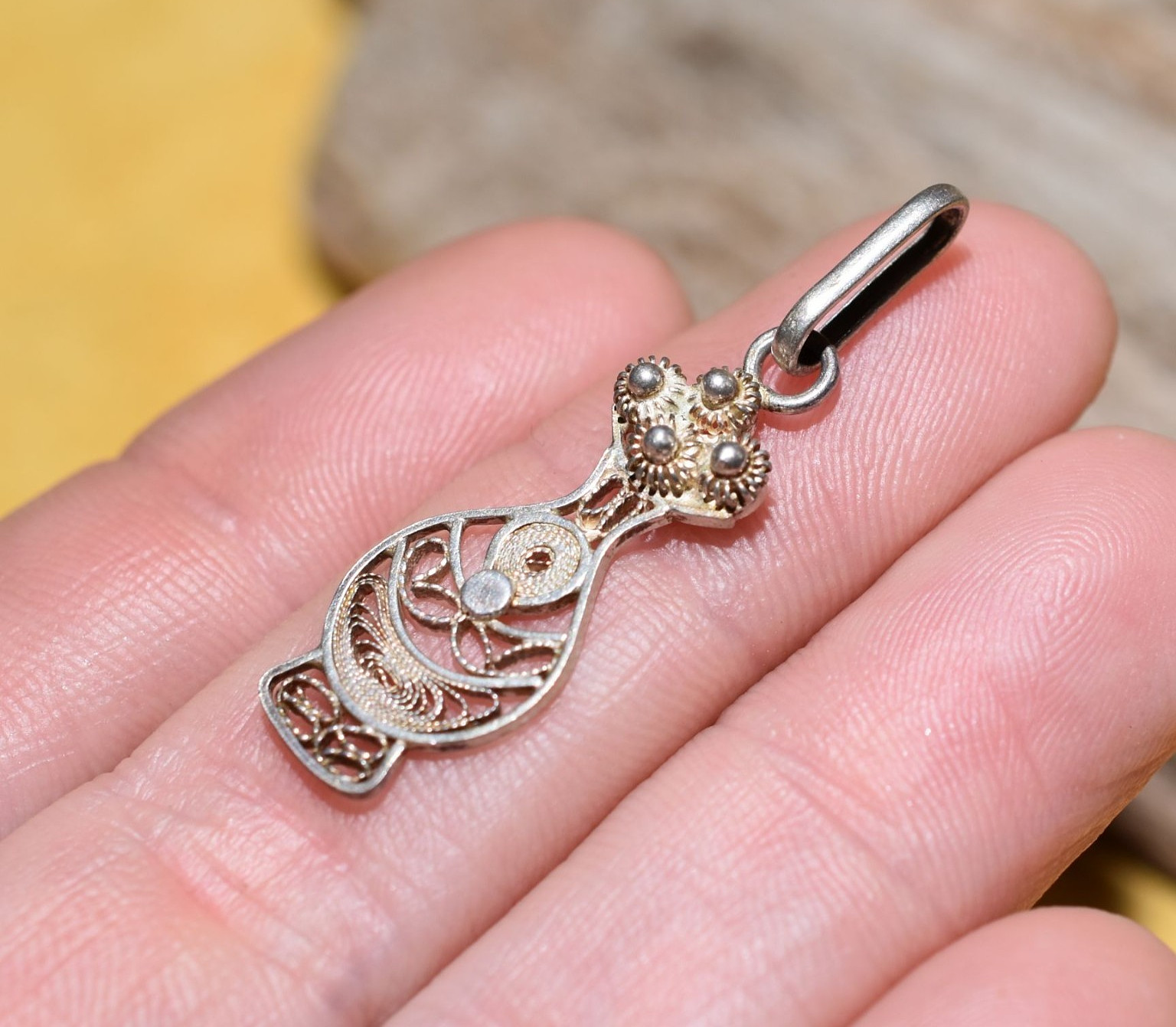 Filigree Quimbaya Poporo For Mambeo Ceremony Pendant Handmade In Mompox Colombia