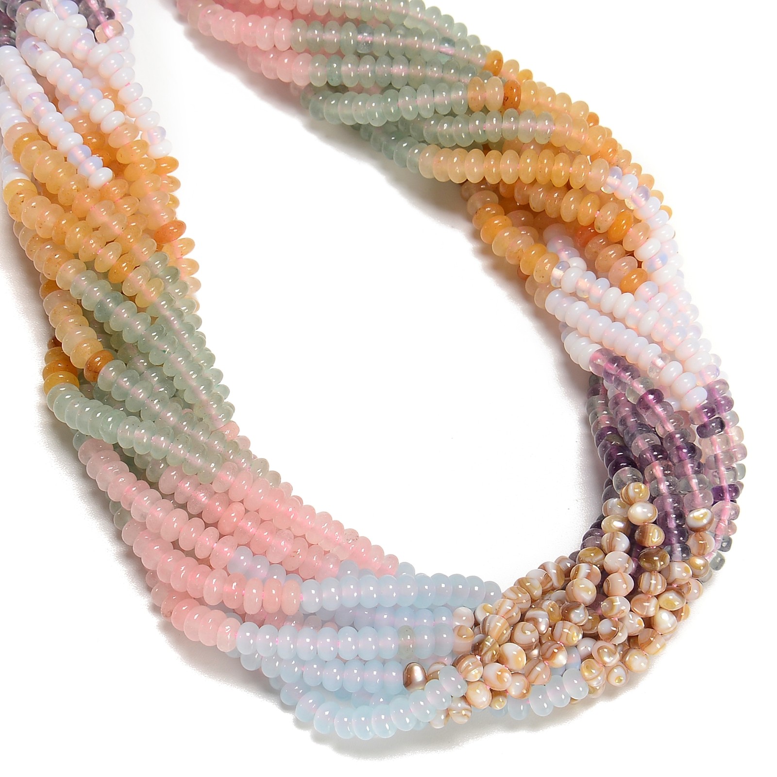 17 Multi-color Gemstone Smooth Rondelle Beads Size 2x4mm 15” Strand