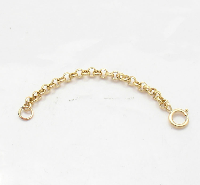 Rolo Extender Chain Necklace w/ Clasp Real 14K Yellow Gold