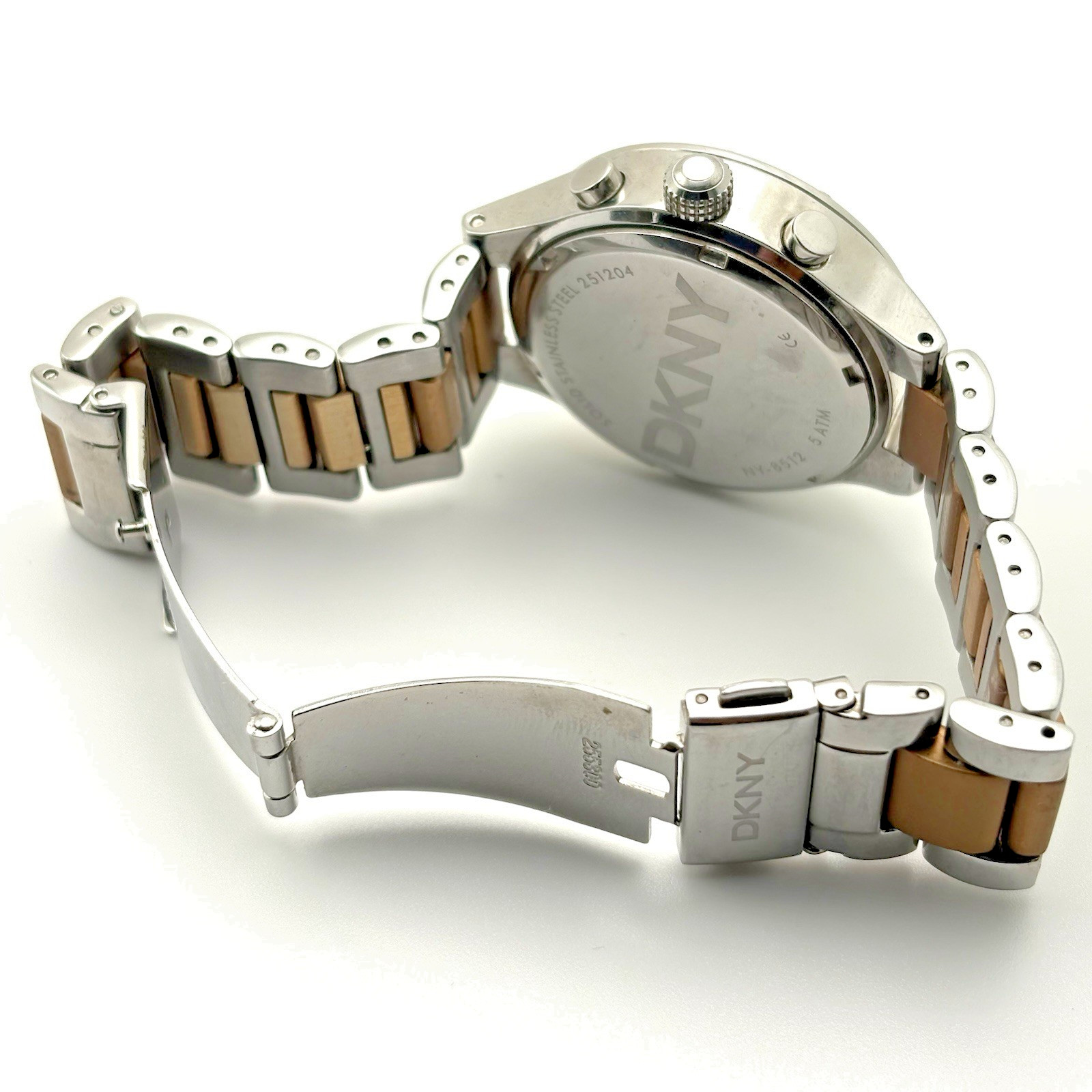 DKNY Chronograph Women Watch Stainless Steel Two-Tone Bracelet Pre-owned NY8512