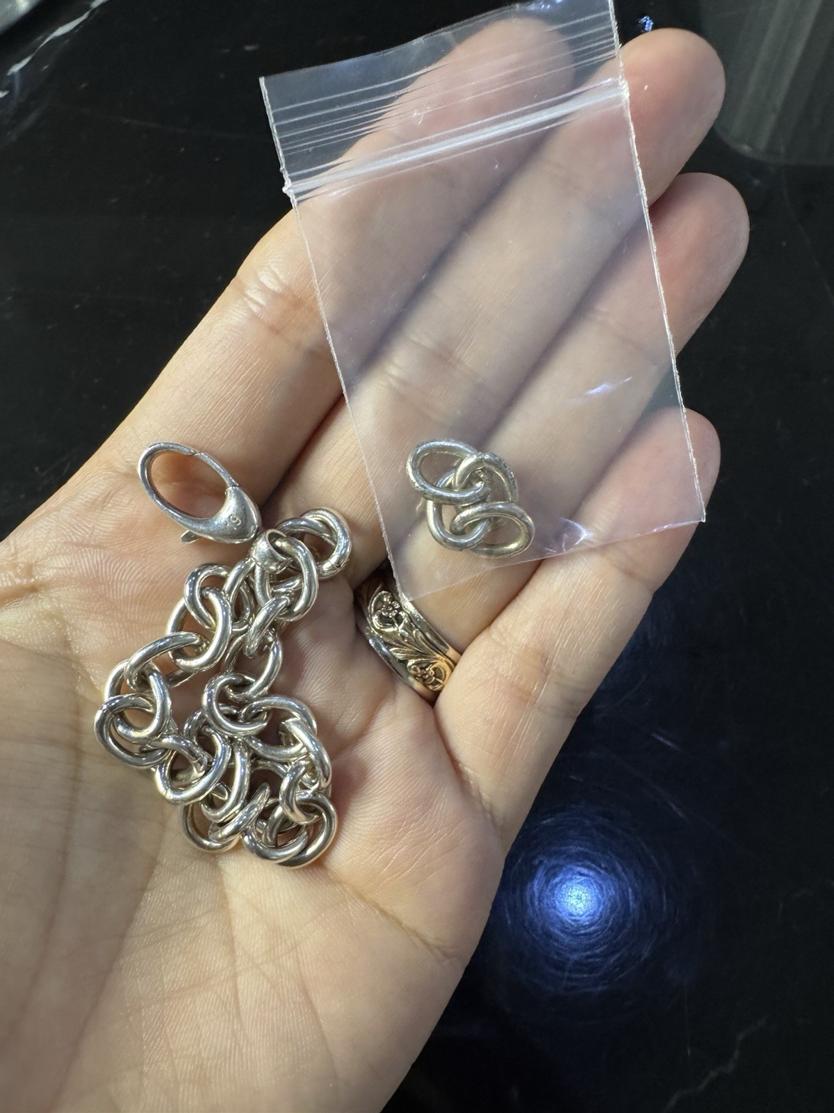 Authentic Gucci Sterling Silver Link Chain Bracelet 7 Inches