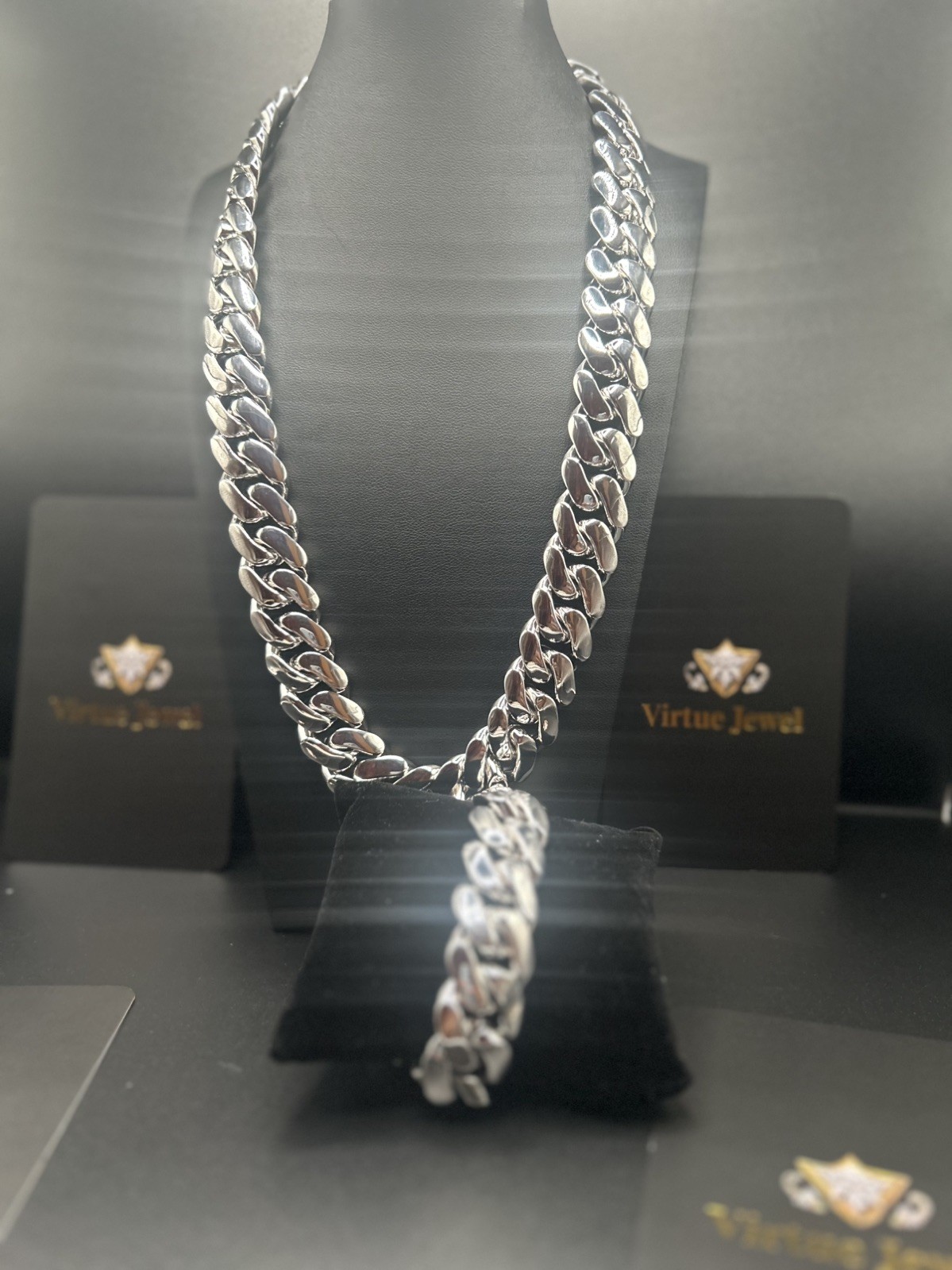 White Gold Silver Plated Miami Cuban Link 20mm 14k Chain