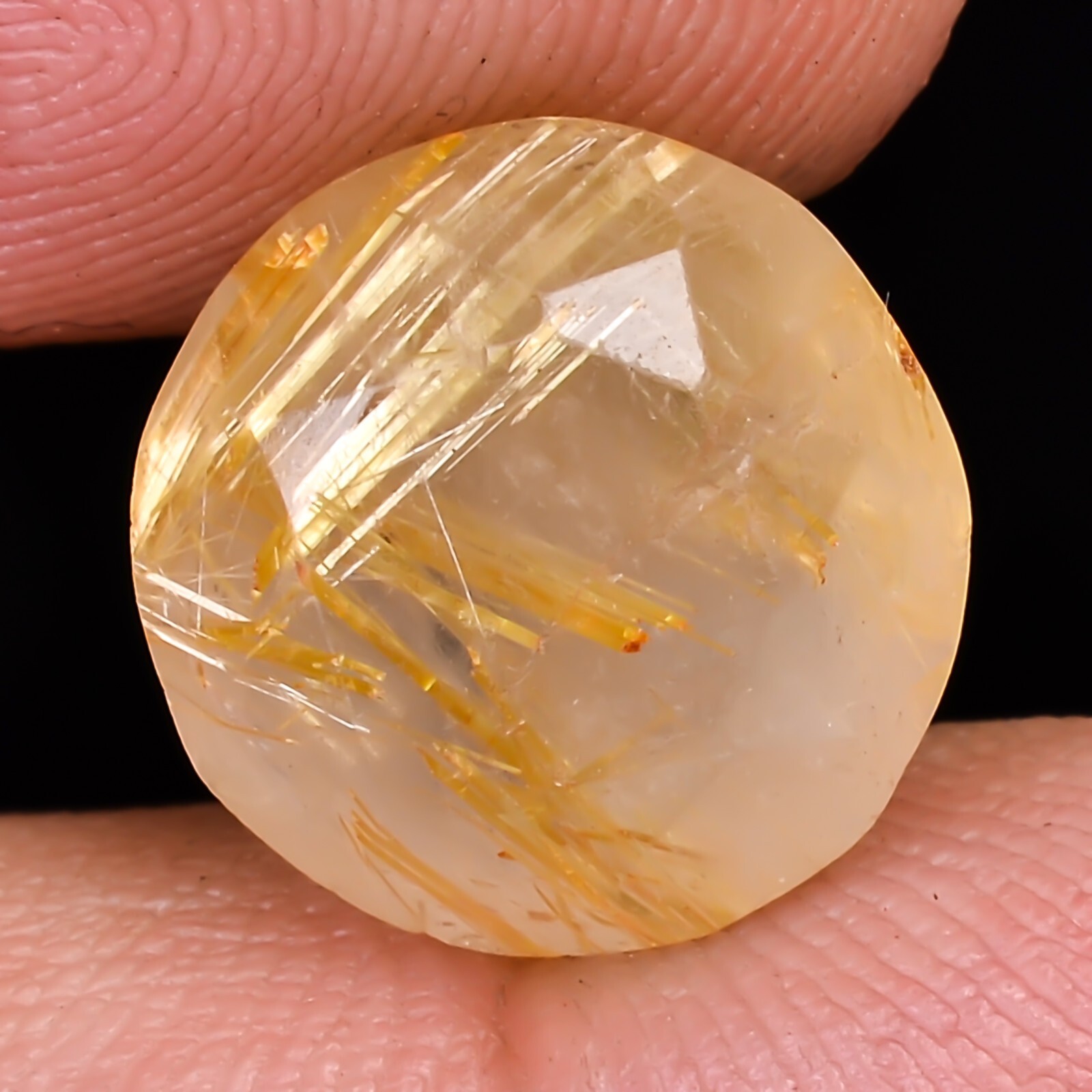100% Natural Round Golden Rutile Quartz Cut Cabochon Top Quality 5.45Cts 11x07MM