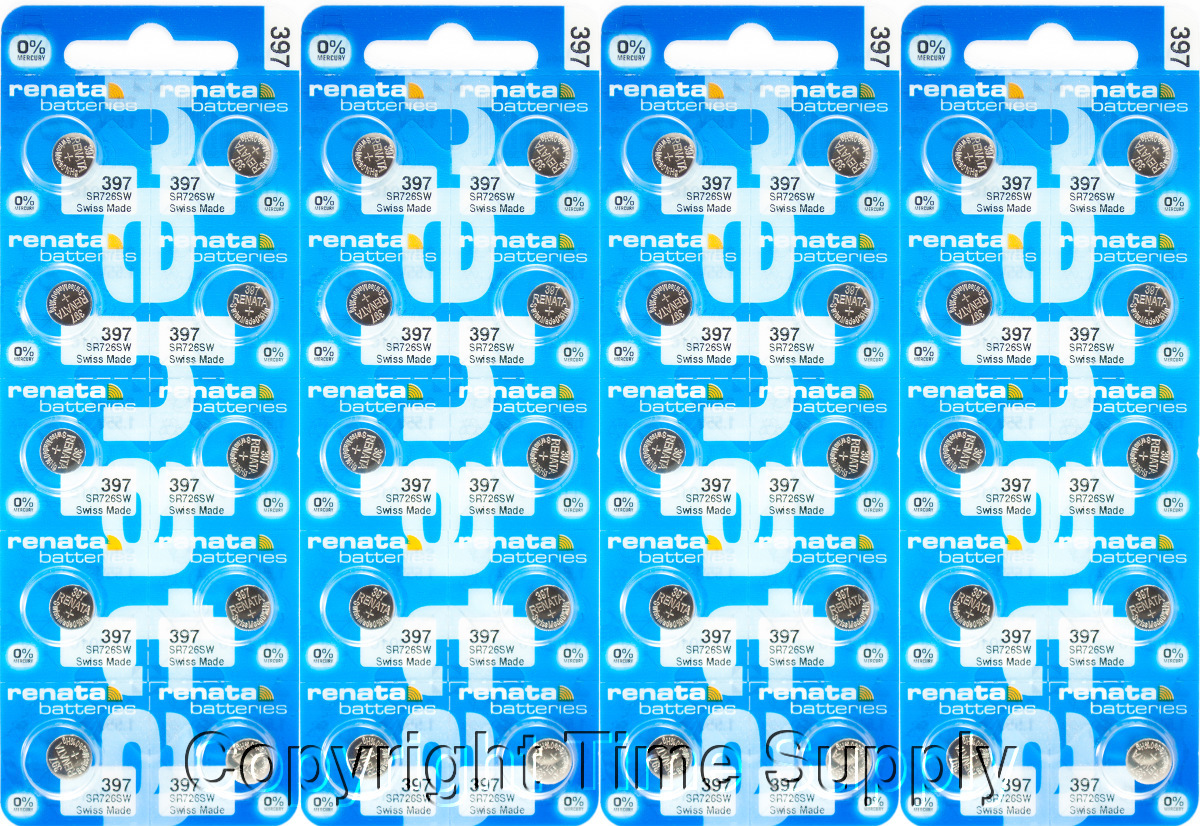 40 pcs Renata 397 Watch Batteries SR726SW 397 0% MERCURY